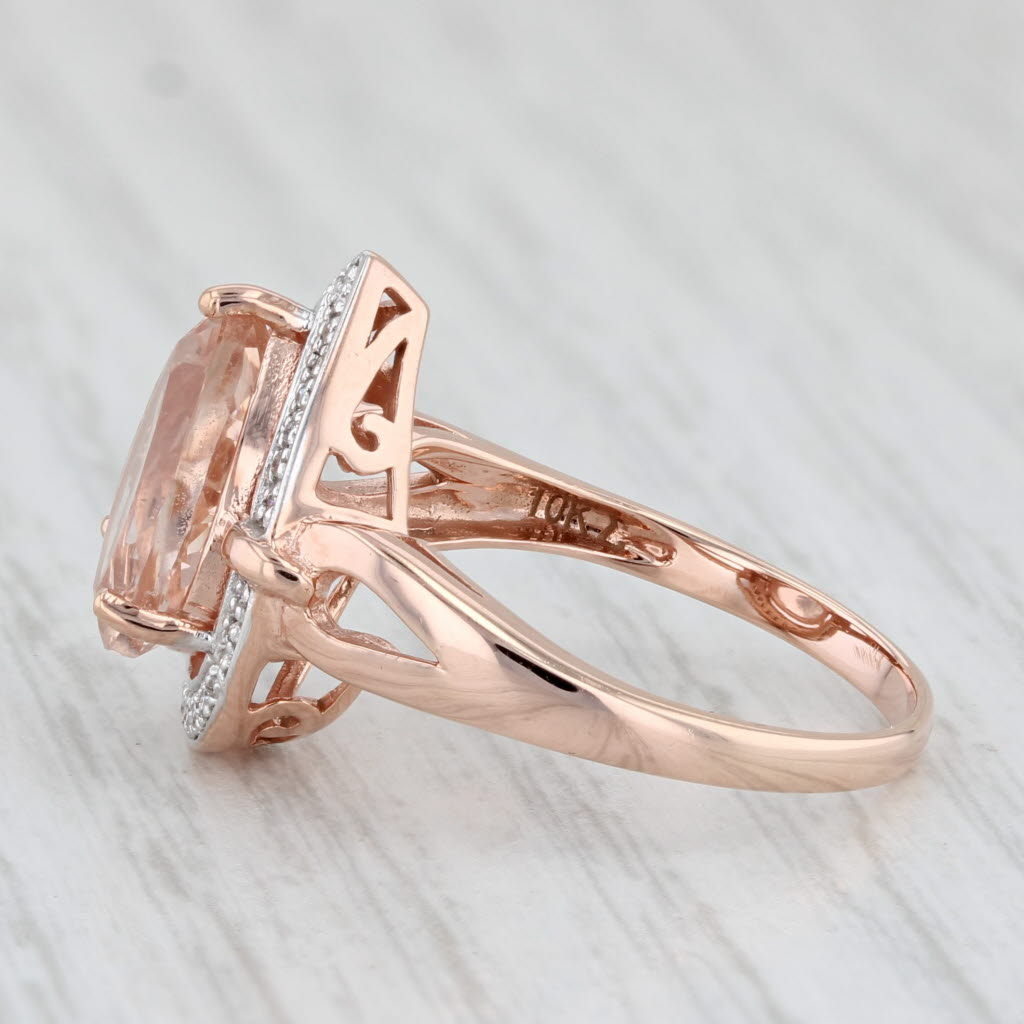 Light Gray 2.56ctw Pear Morganite Diamond Halo Teardrop Ring 10k Rose Gold Size 7