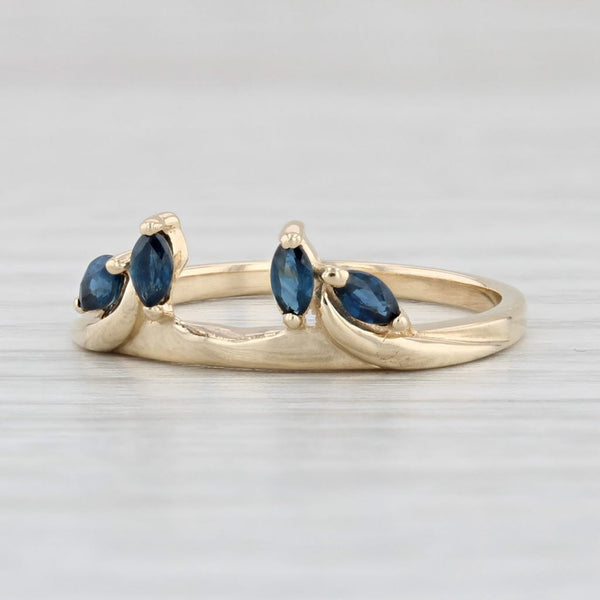 Light Gray 0.25ctw Blue Sapphire Ring Guard Enhancer Wedding Band 10k Yellow Gold Size 6.5