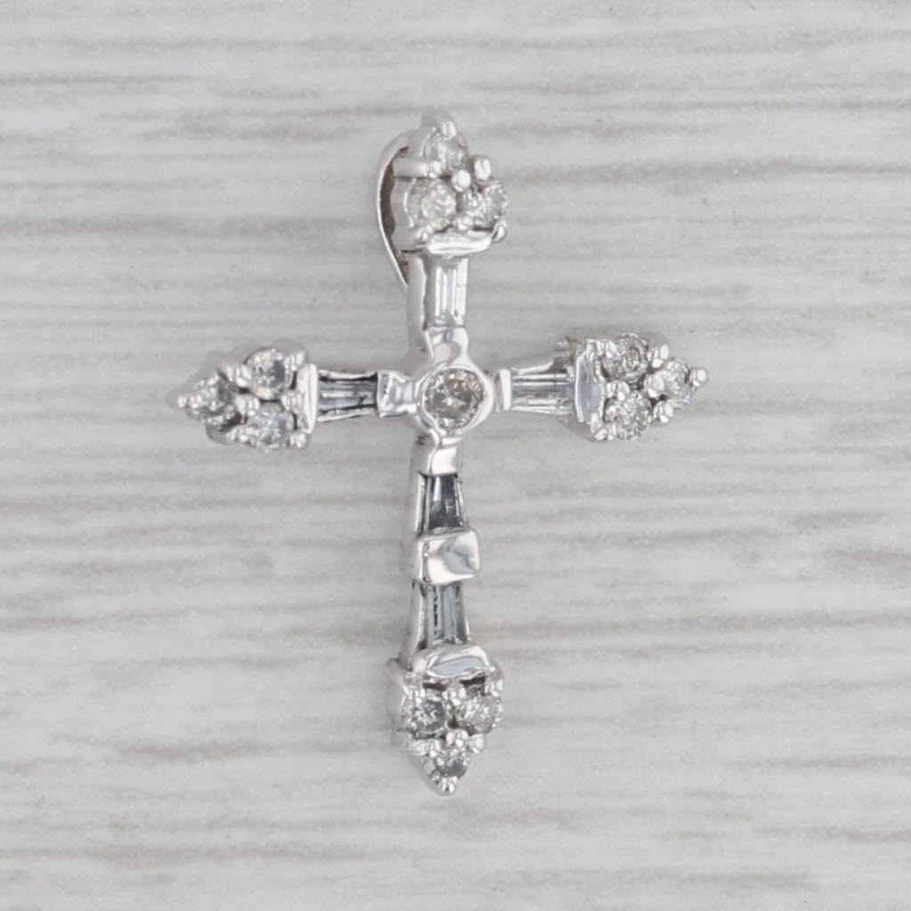 Gray Small 0.23ctw Diamond Cross Pendant 10k White Gold
