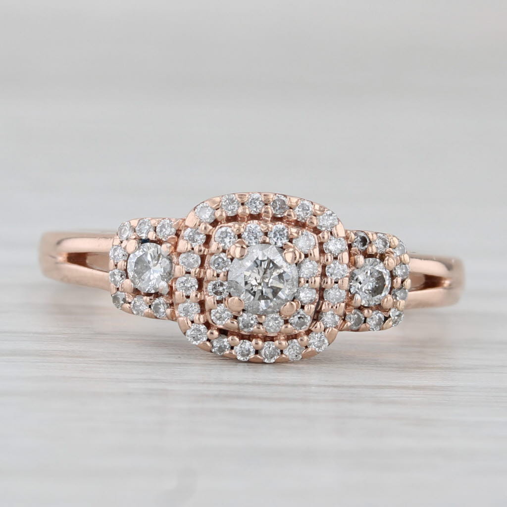 Light Gray 0.50ctw Diamond Halo Engagement Ring 10k Rose Gold Size 7