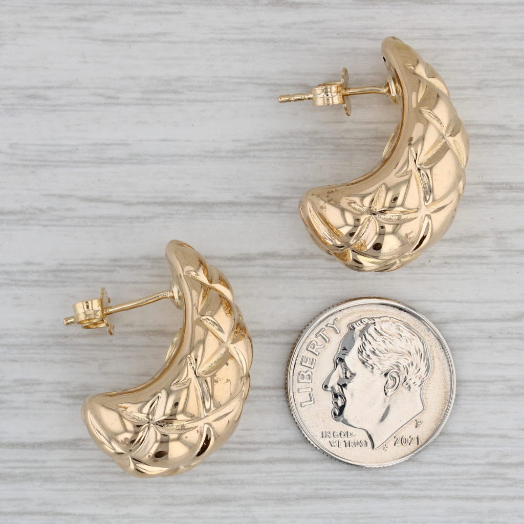 Gray Cross Hatch Beveled Drop Earrings 18k Yellow Gold Italian