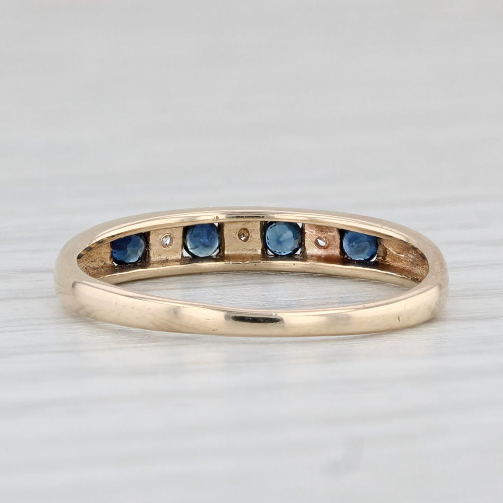 Light Gray 0.18ctw Blue Sapphire Diamond Ring 10k Gold Stackable Wedding Band Size 5.75