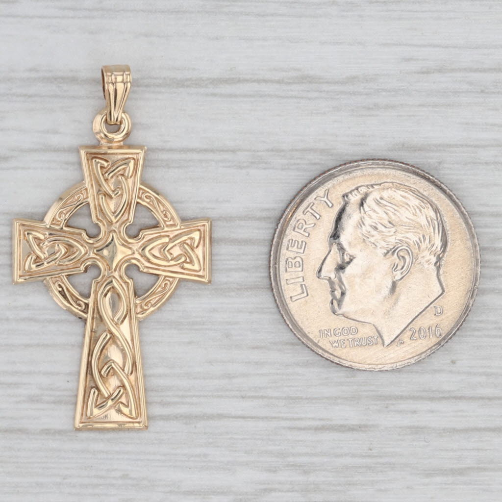 Celtic Knot Cross Pendant 9k 10k Yellow Gold Made in Ireland