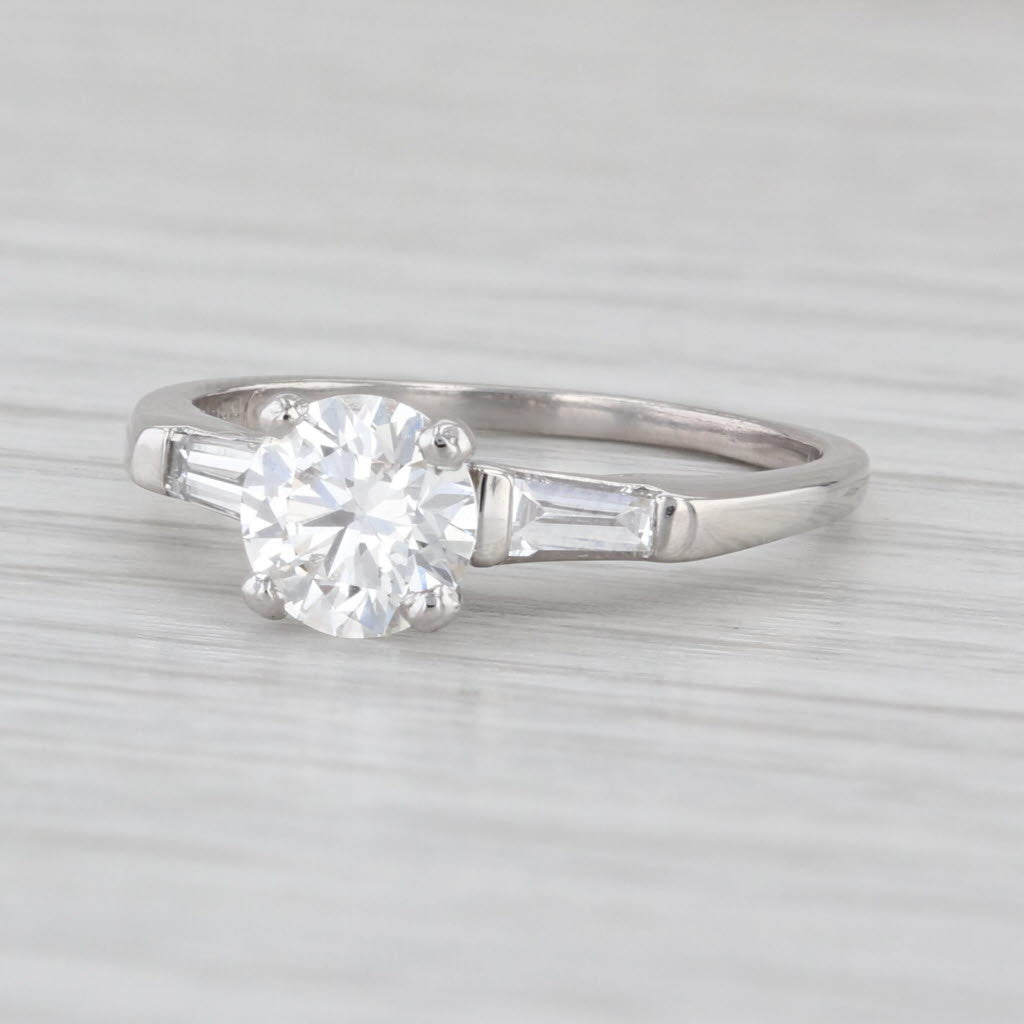 1.11ctw Lab Grown Diamond Engagement Ring Platinum Vintage Band New Diamond IGI