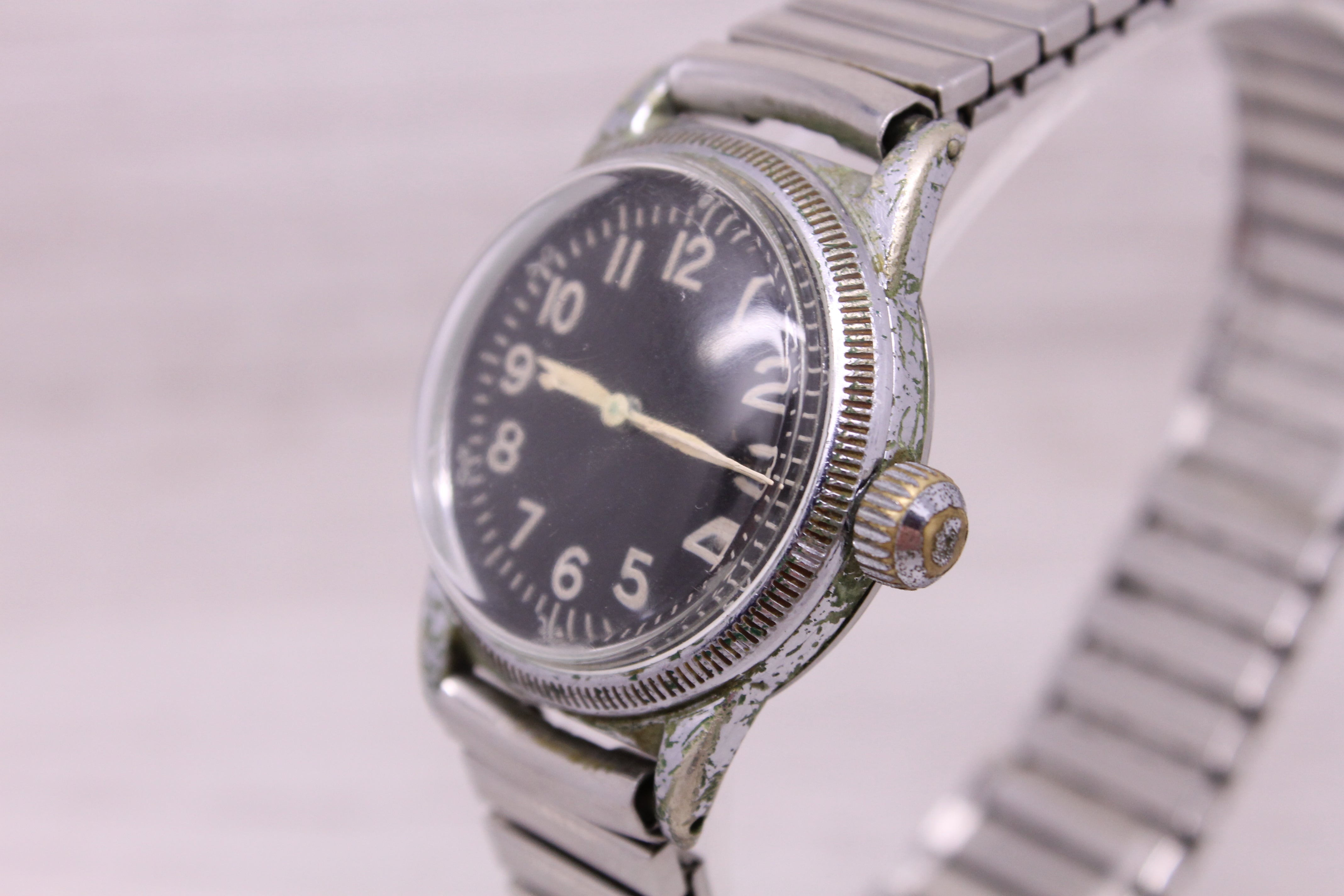 Gray Vintage Elgin AF US Army A-11 31mm Base Metal Mens Militar Watch = ORIGINAL =