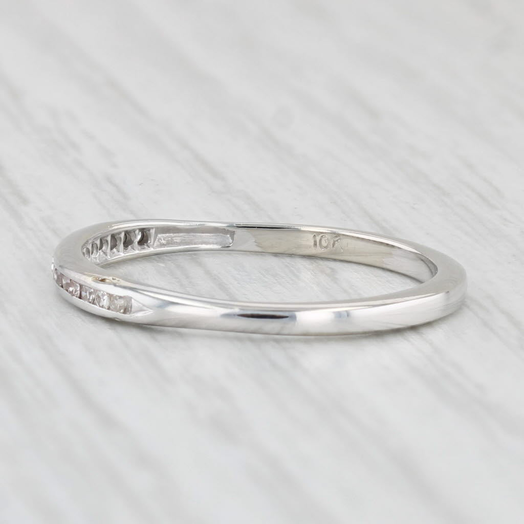 Light Gray Diamond Wedding Band 10k White Gold Size 7 Stackable Ring