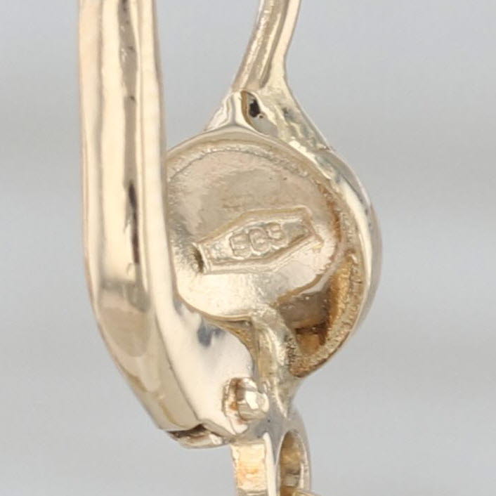 Beveled Teardrop Dangle Earrings 14k Yellow Gold Lever Backs