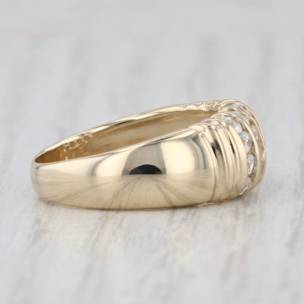 0.70ctw Cubic Zirconia Rows Ring 14k Yellow Gold Size 6.75 Italian