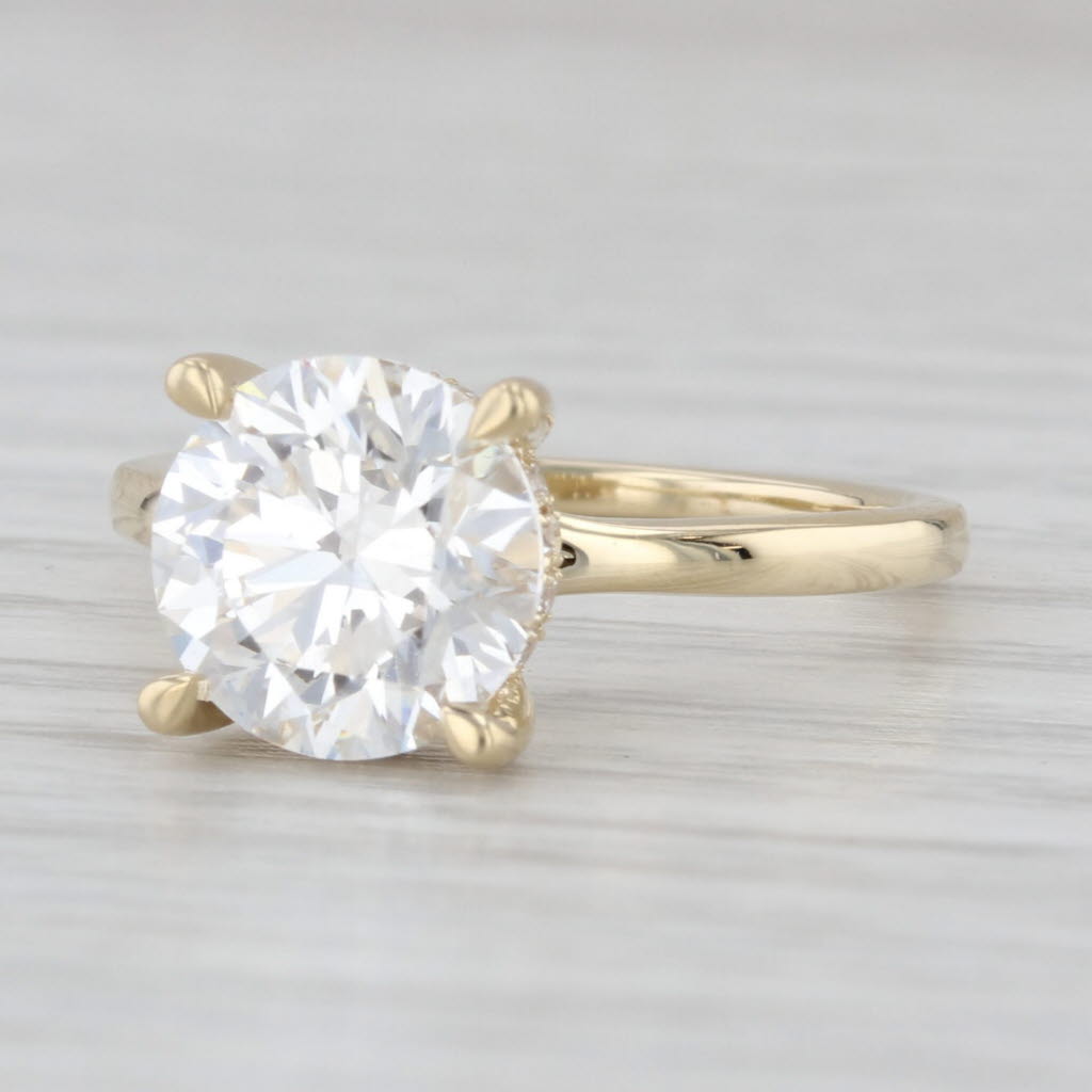 New IGI 3.19ctw Round Halo Lab Grown Diamond Engagement Ring 14k Yellow Gold