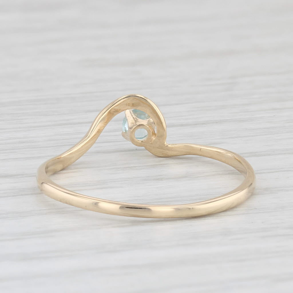 Light Gray 0.30ct Blue Zircon Solitaire Ring 14k Yellow Gold Size 10.5 Abstract Contoured