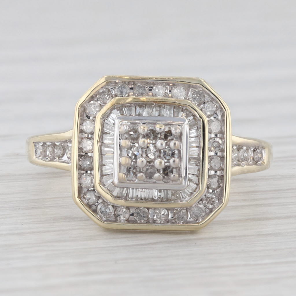 Light Gray 0.18ctw Diamond Cluster Halo Engagement Ring 10k Yellow Gold Size 7.25