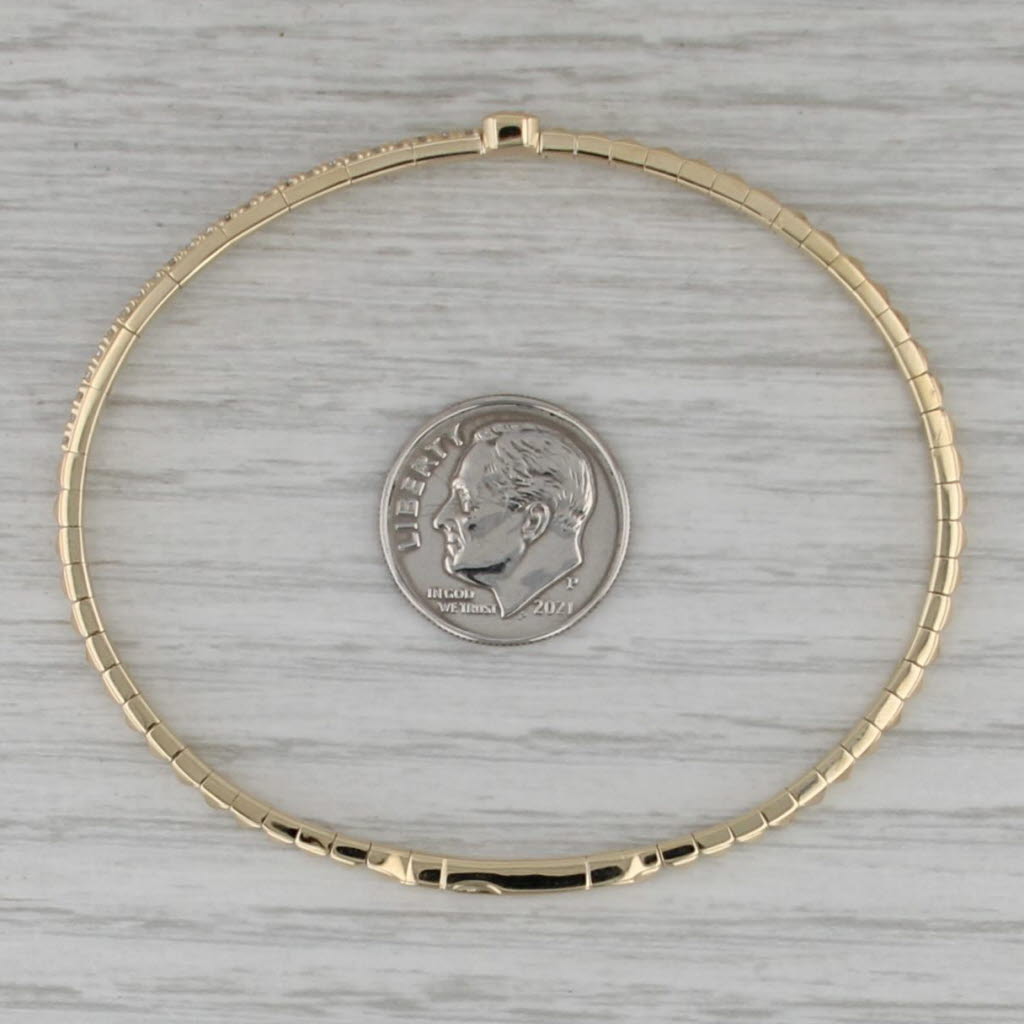New 0.63ctw Diamond Beveled Flexible Bangle Bracelet 14k Yellow Gold 6.75"