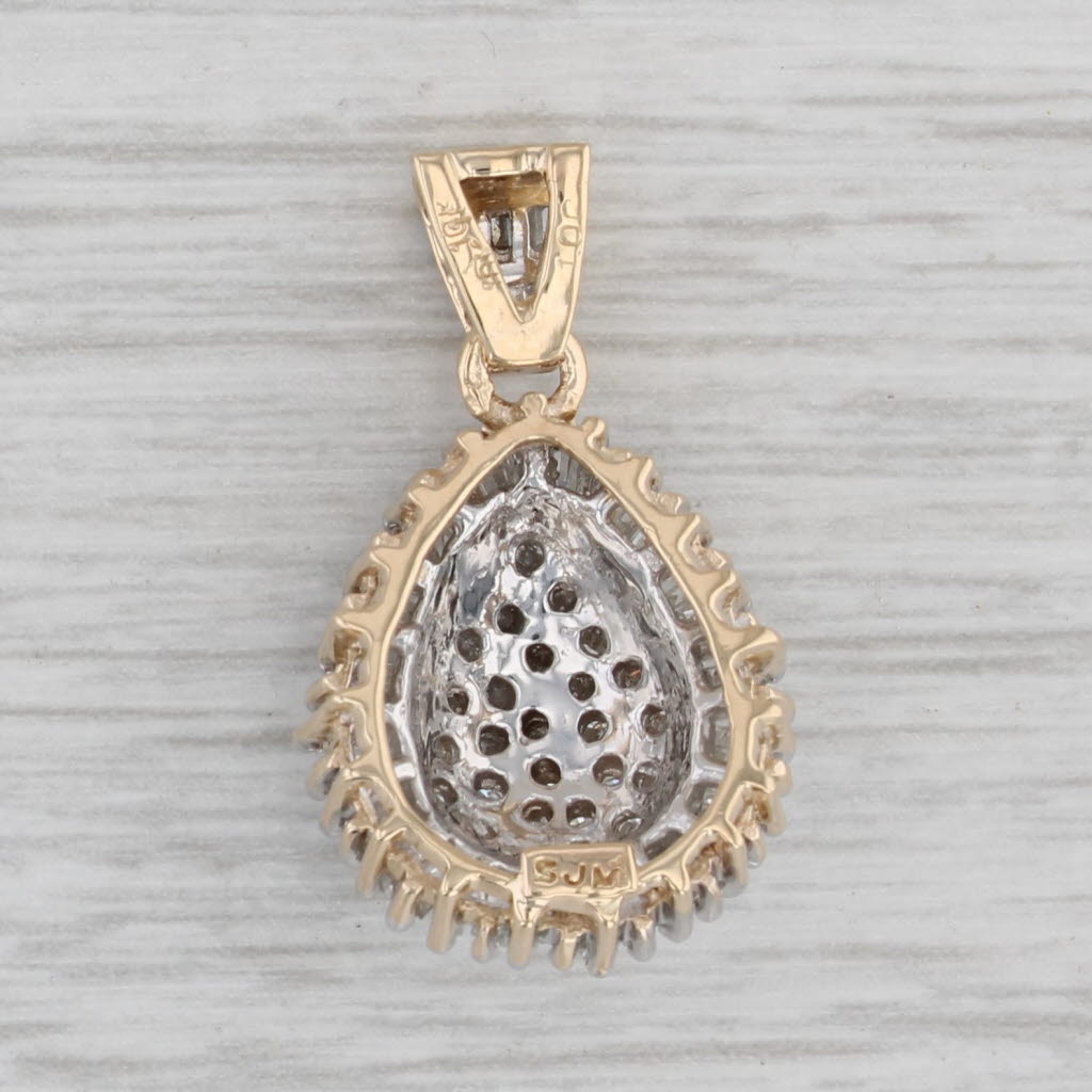 Gray 0.85ctw Diamond Teardrop Cluster Pendant 10k Yellow Gold