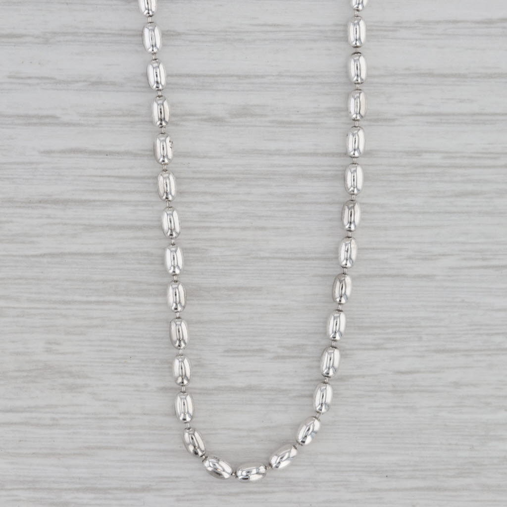 Gray Charleston Rice Bead Necklace Sterling Silver 19.75" 3mm Milor Italy