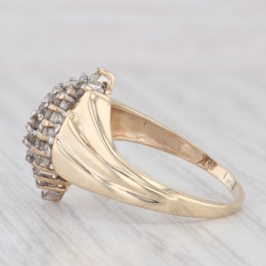 Light Gray 0.23ctw Diamond Cluster Bypass Ring 10k Yellow Gold Size 5.75