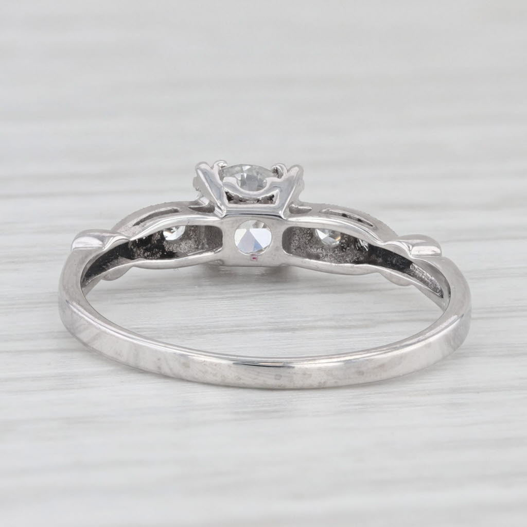 Light Gray 0.43ctw Diamond Engagement Ring 18k White Gold Size 4.75 Vintage Old European