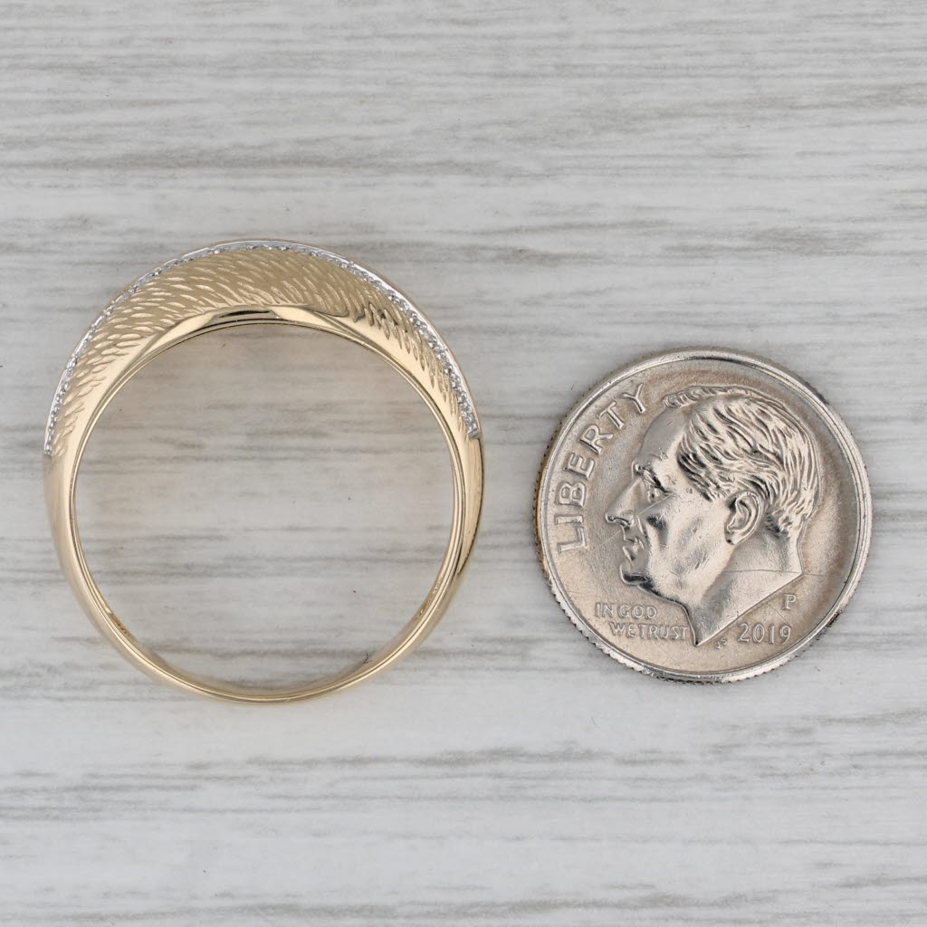 Diamond Etched Dome Ring 14k Yellow Gold Size 10