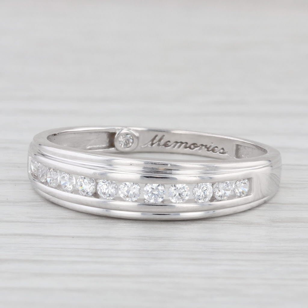 Light Gray 0.36ctw Cubic Zirconia Men's Wedding Band 14k White Gold Size 11 Ring