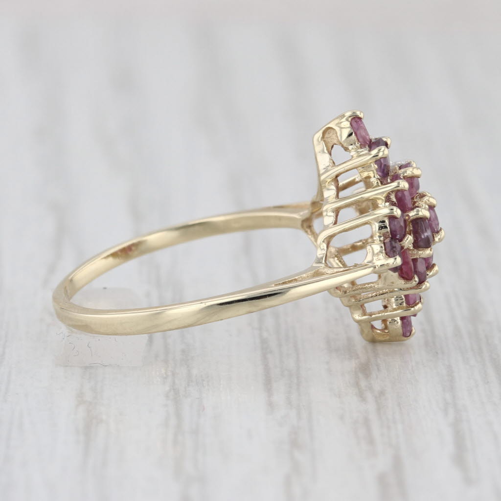 1.24ctw Pink Sapphire Diamond Cluster Ring 10k Yellow Gold Size 8