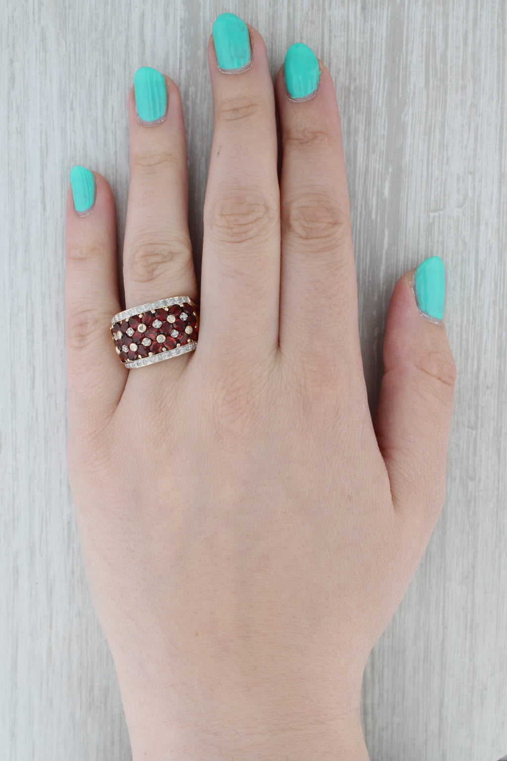 Gray 4.94ctw Garnet Diamond Cluster Ring 10k Yellow Gold Size 10 Cocktail