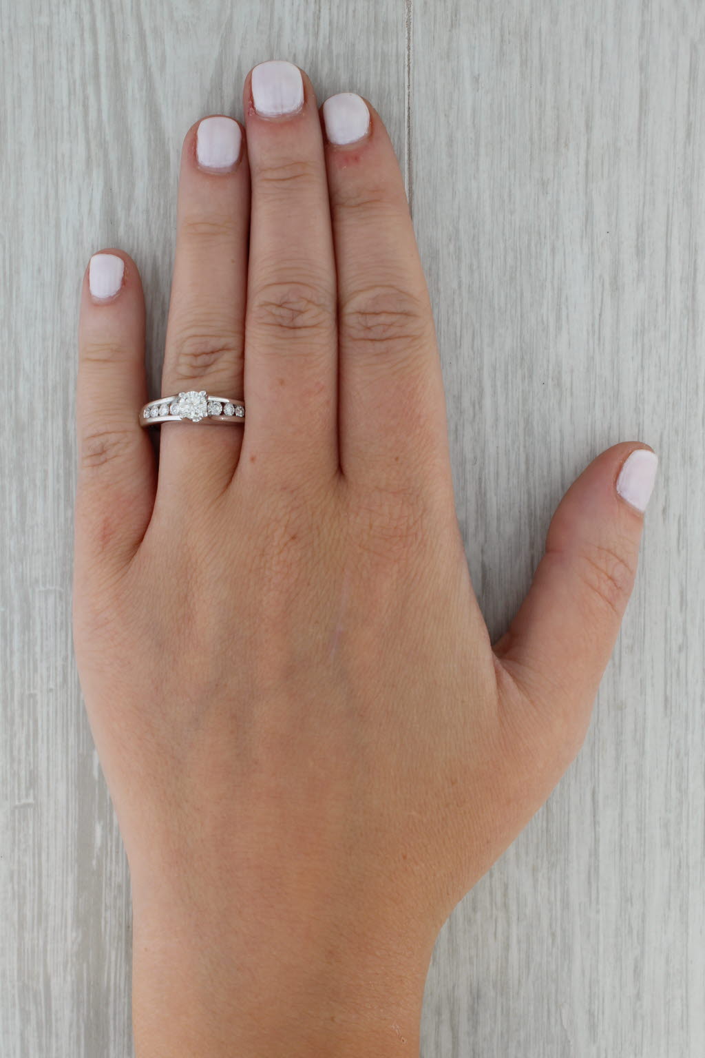 Rosy Brown 0.75ctw Round Diamond Engagement Ring 14k White Gold Size 8