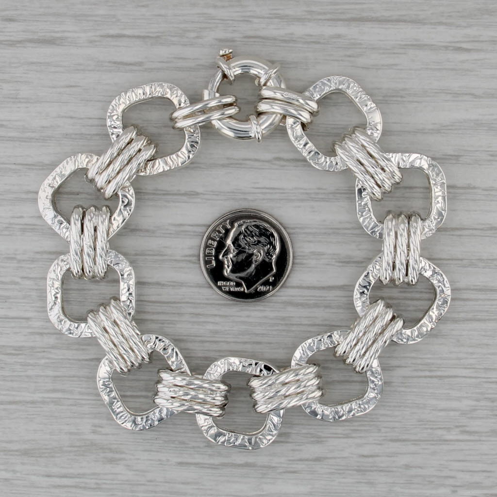 Cable Chain Statement Bracelet Sterling Silver 7" 17mm 925