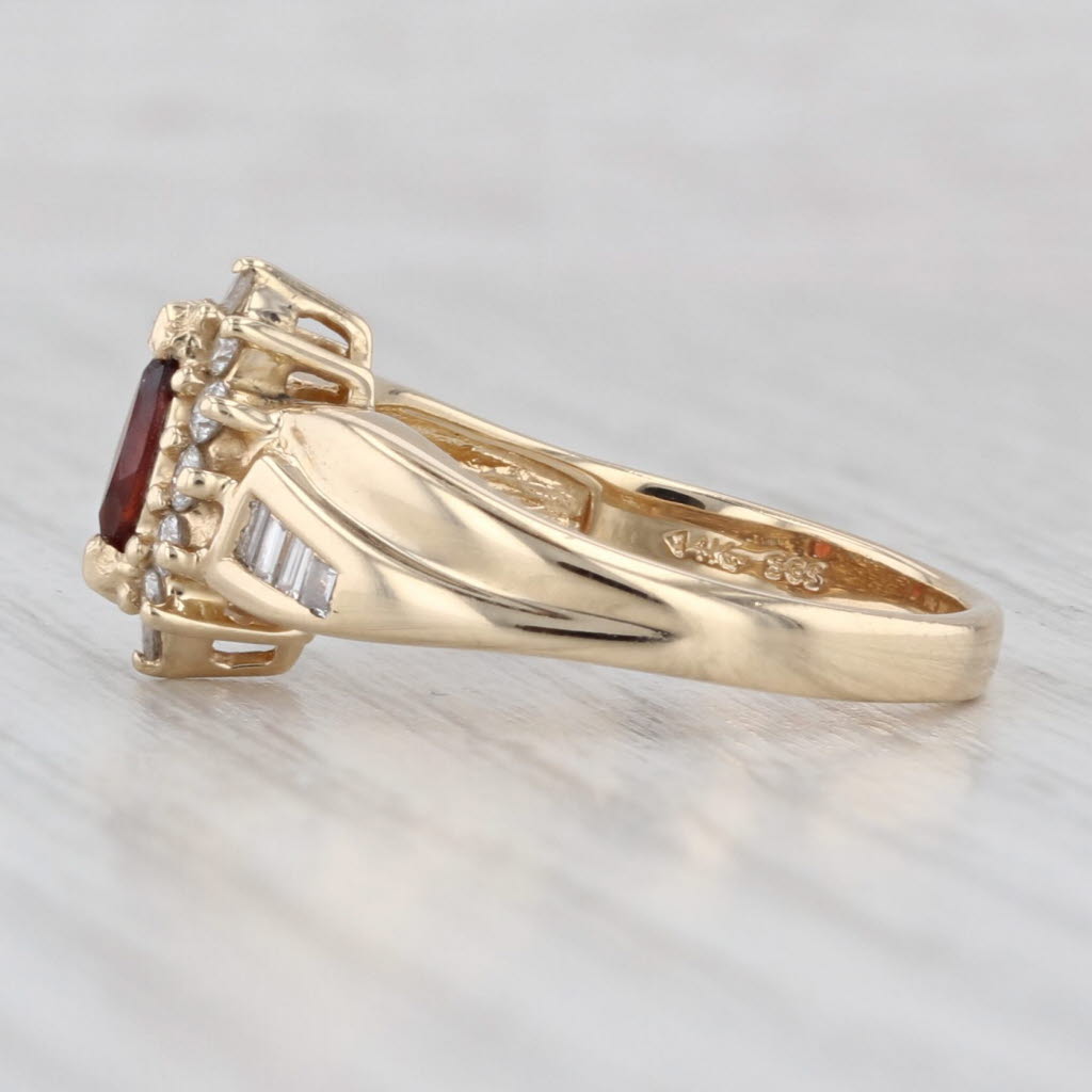 Light Gray 0.70ctw Marquise Garnet Diamond Halo Ring 14k Yellow Gold Size 7-7.25