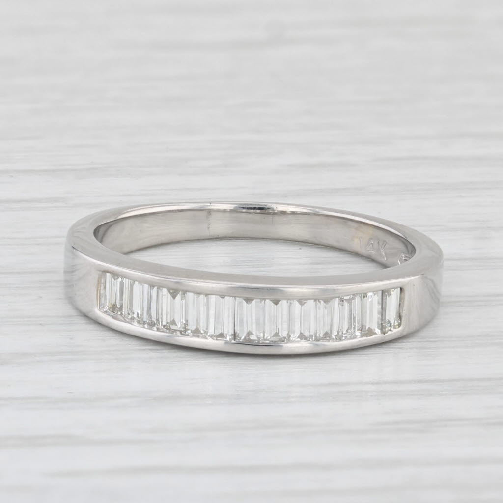 Light Gray 0.54ctw Diamond Wedding Band 14k White Gold Size 6 Stackable Anniversary
