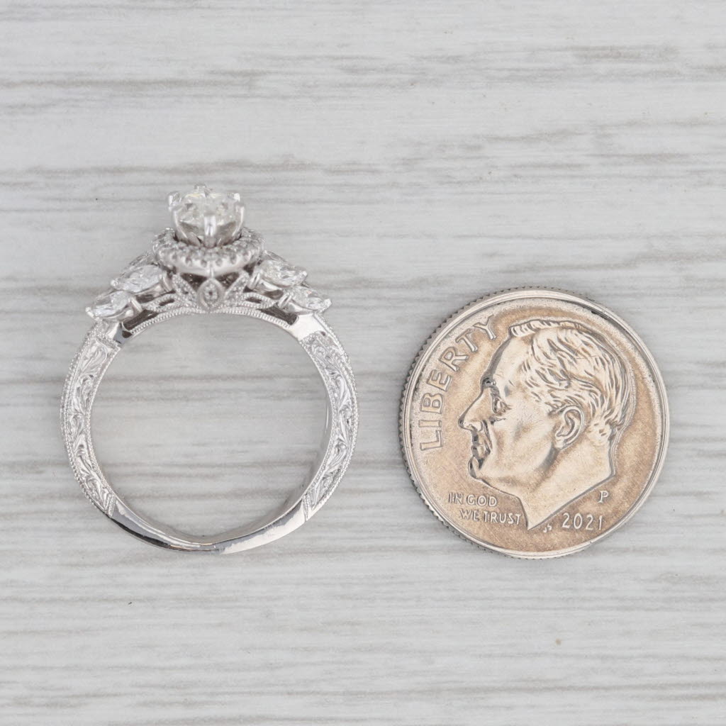 Gray Neil Lane 1.34ctw Marquise Halo Engagement Ring 14k White Gold Size 4.25