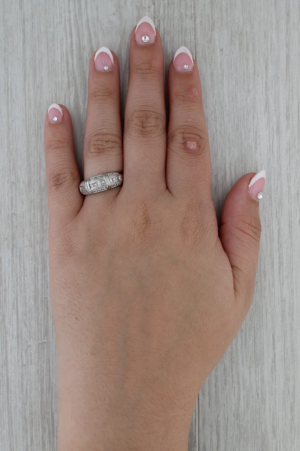 0.75ctw Diamond Ring 14k White Gold Size 8 Wedding Anniversary Band