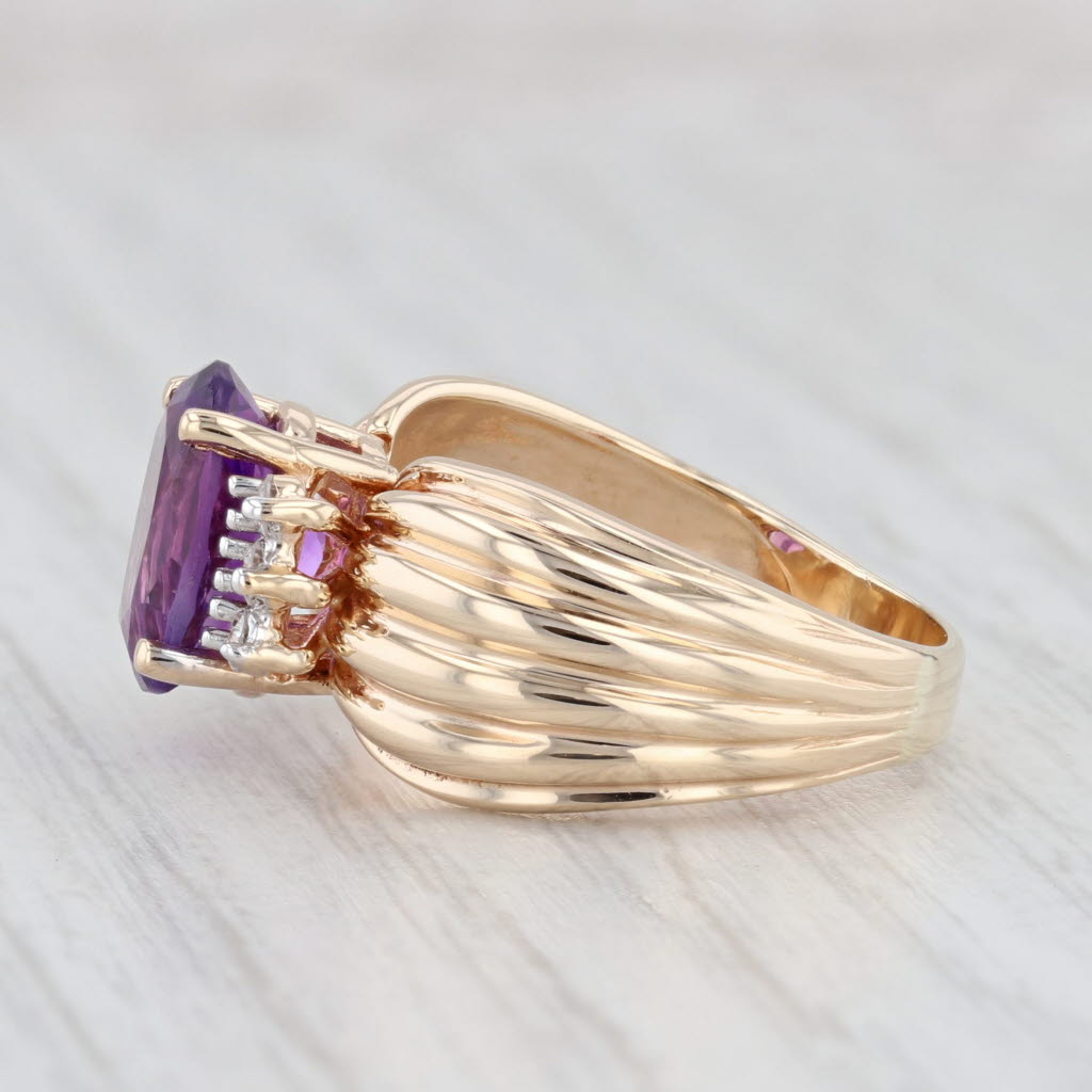 Light Gray 2.49ctw Oval Amethyst Diamond Ring 14k Yellow Gold Size 7