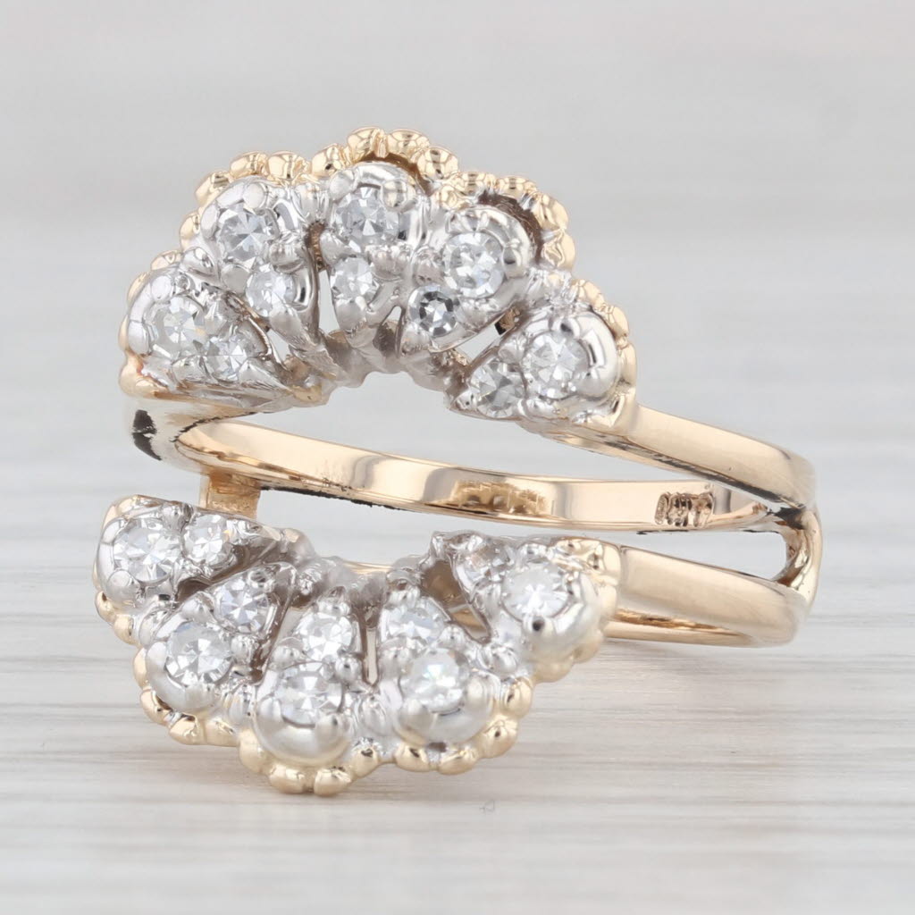 Light Gray 0.40ctw Diamond Ring Jacket Guard 14k Yellow Gold Size 6.5 Bridal
