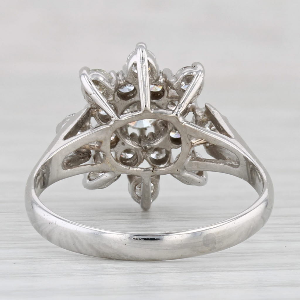 Light Gray 1ctw Diamond Flower Cluster Ring 14k White Gold Size 8