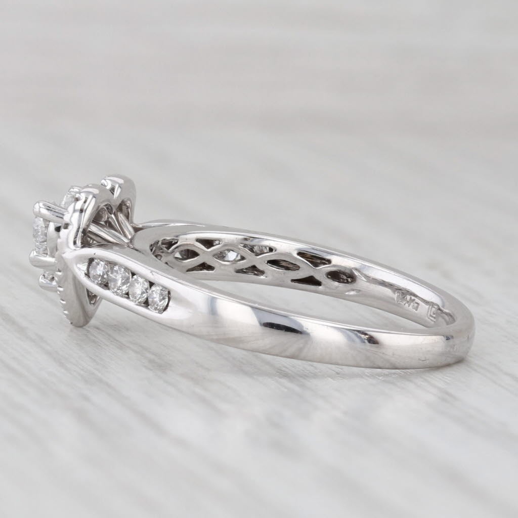 Light Gray 0.51ctw Diamond Heart Halo Engagement Ring 14k White Gold Size 7