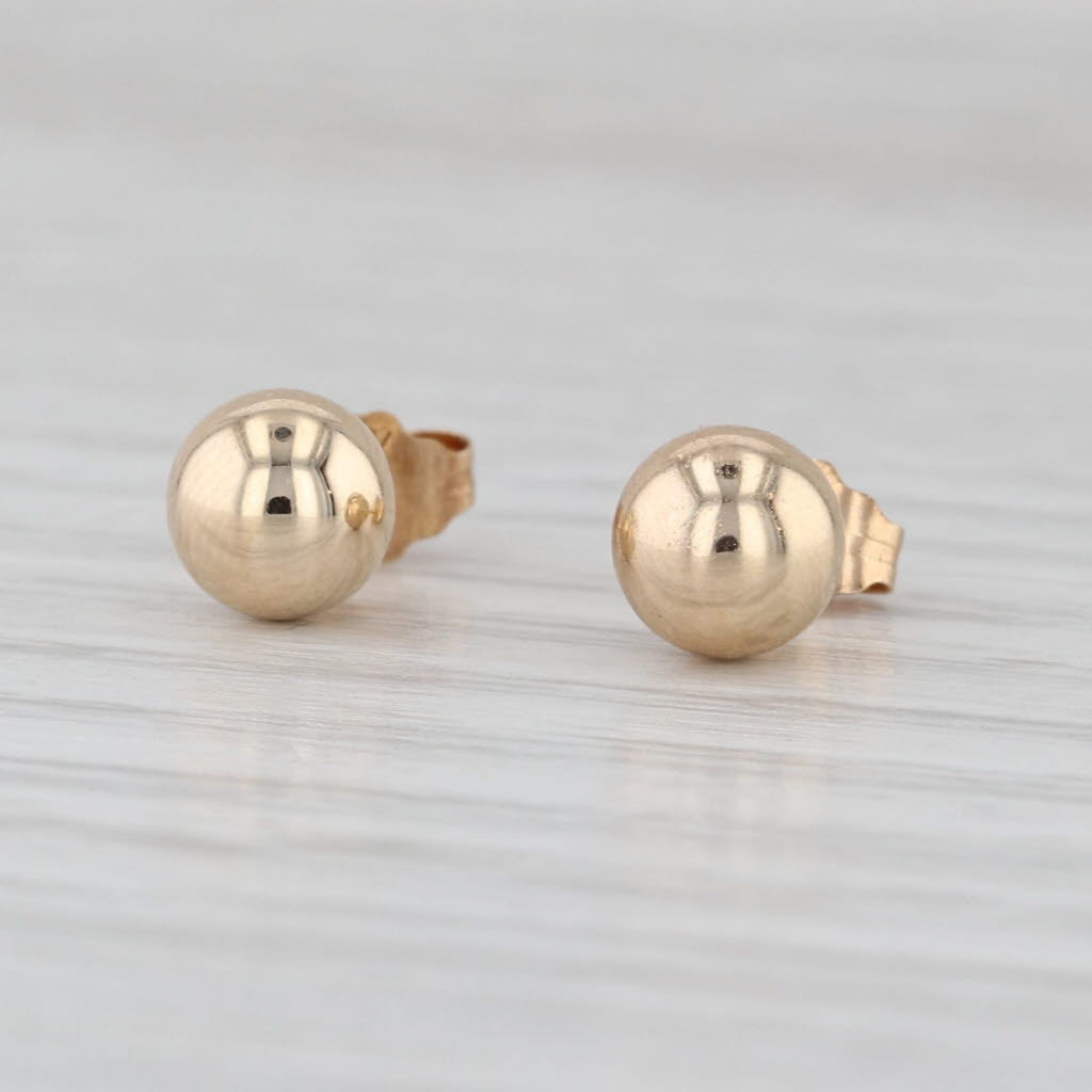 Bead Stud Earrings 14k Yelllow Gold 5.8mm Round Studs