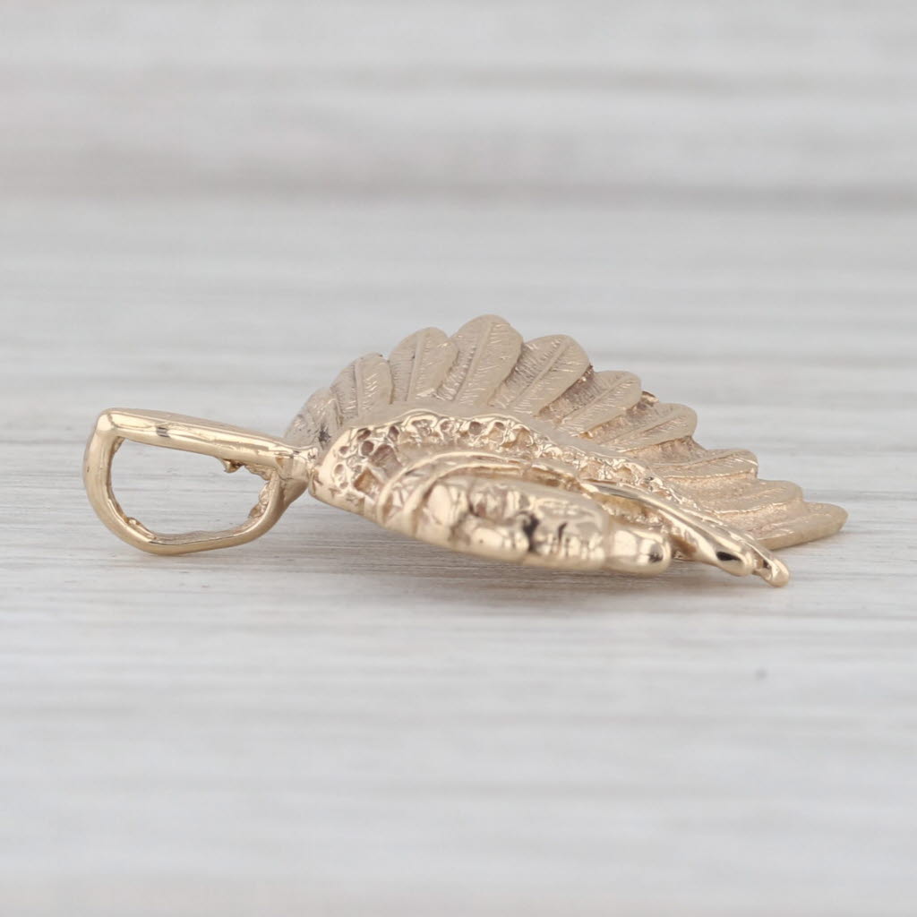Indian Chief Head Pendant 10k Yellow Gold Native American Jewelry
