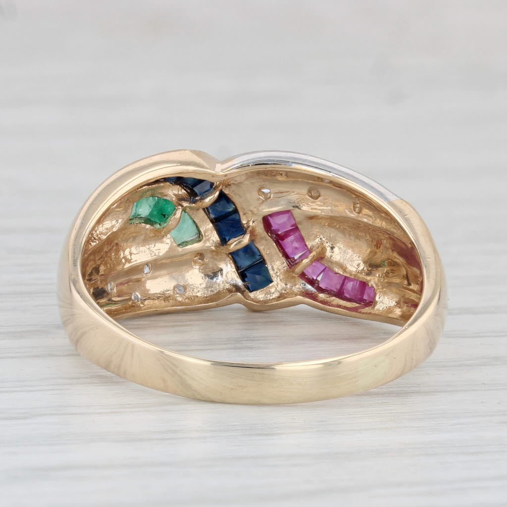 Light Gray 0.72ctw Sapphire Ruby Diamond Ring 14k Yellow Gold Size 11.5 Men's