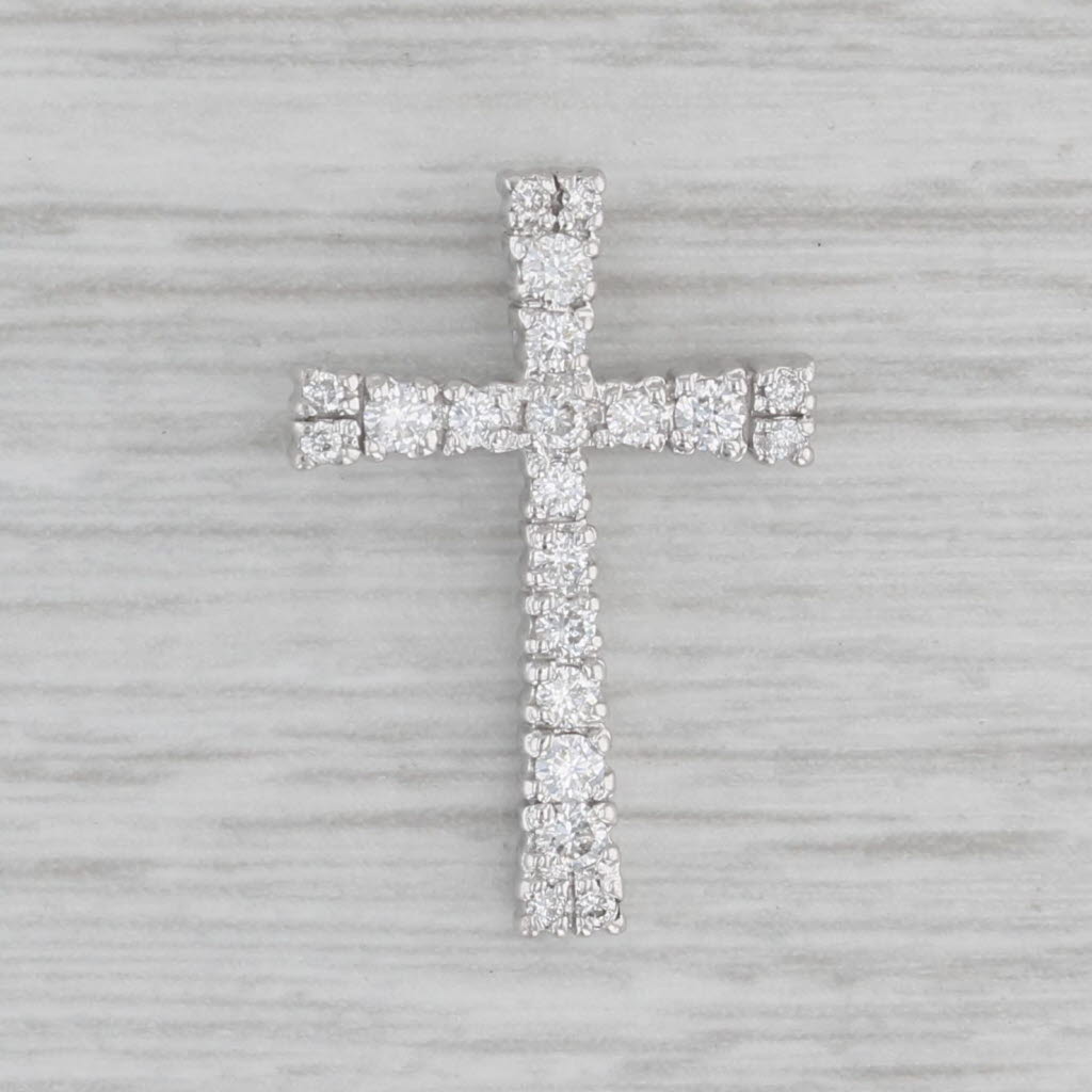 Gray 0.25ctw Diamond Cross Pendant 14k White Gold Religious Jewelry