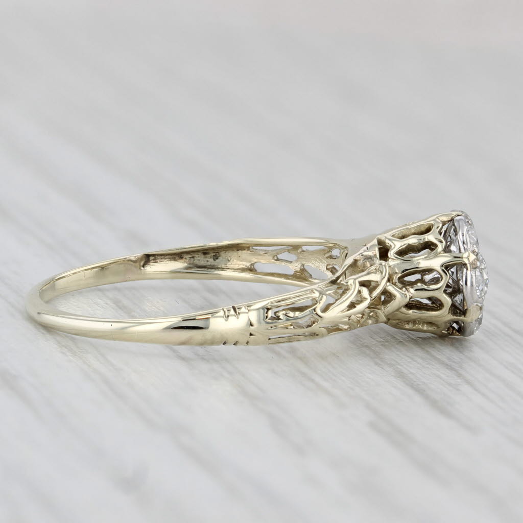 Light Gray Antique 0.26ctw Diamond Flower Cluster Engagement Ring 14k Yellow Gold Size 7.25