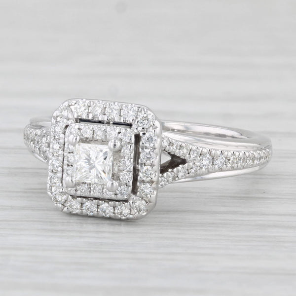 Vera Wang 0.57ctw Princess Halo Diamond Engagement Ring 14k White Gold Sz 6.25