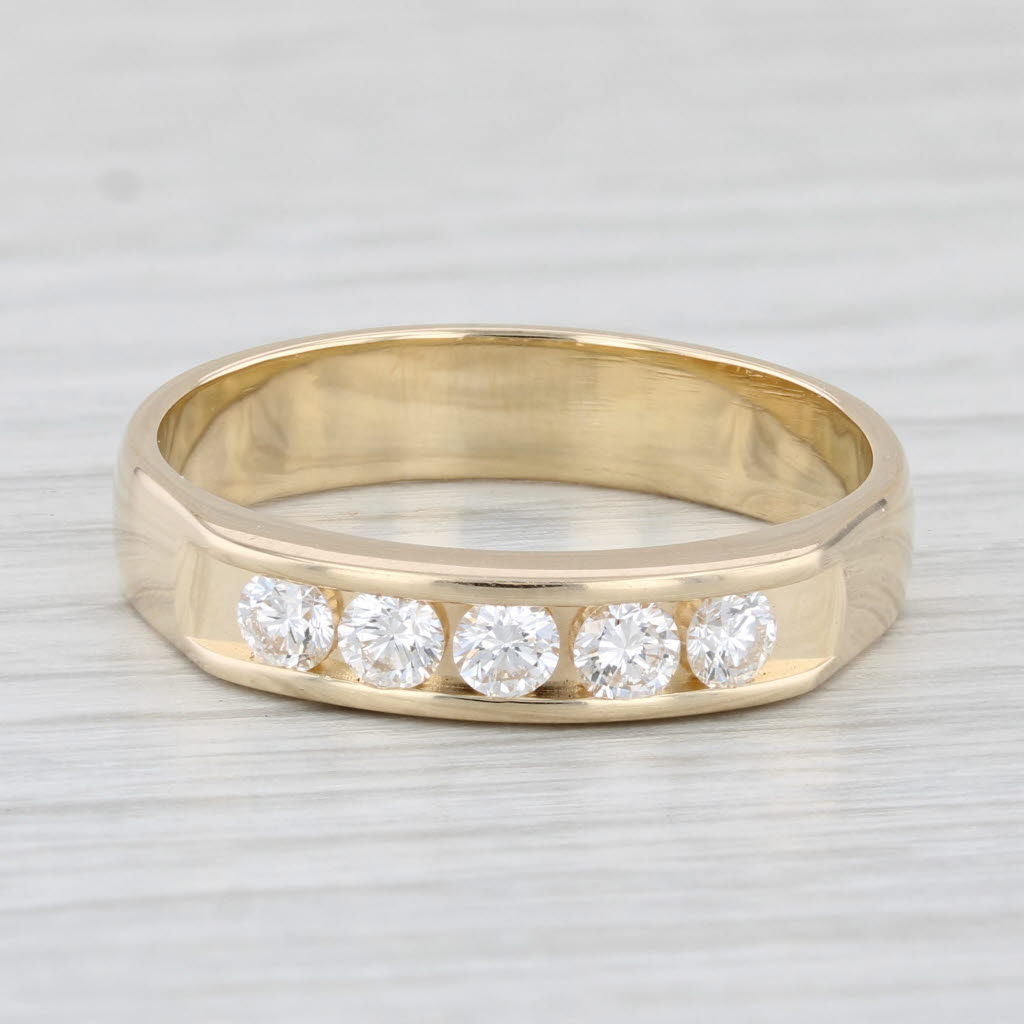 Light Gray 0.50ctw Diamond Men's Wedding Band 14k Yellow Gold Size 11 Ring