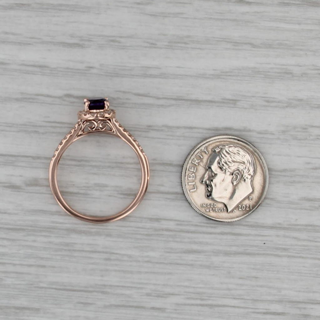 1ctw Amethyst Diamond Halo Ring 14k Rose Gold Size 7 Engagement