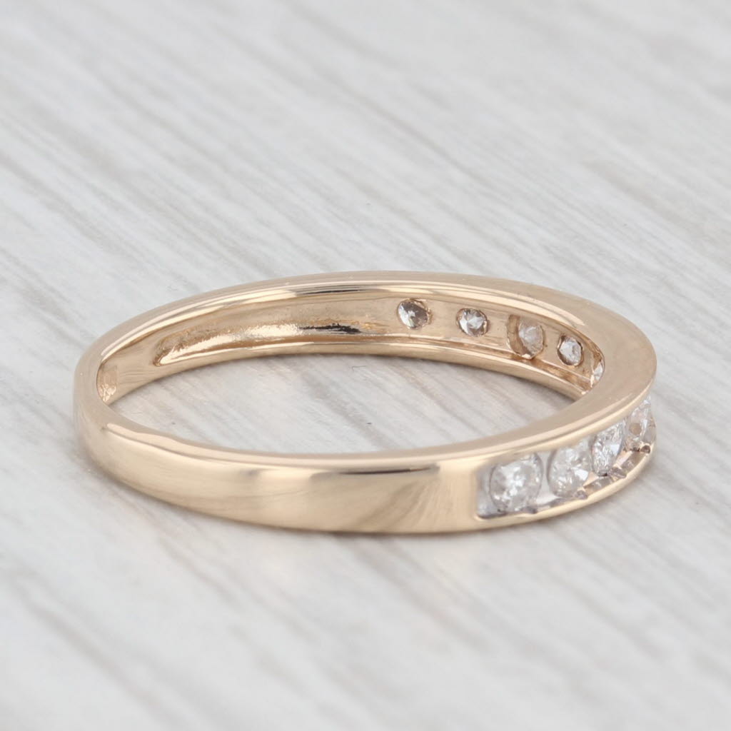 Light Gray 0.30ctw Diamond 14K Yellow Gold Wedding Band Stackable Ring Size 6