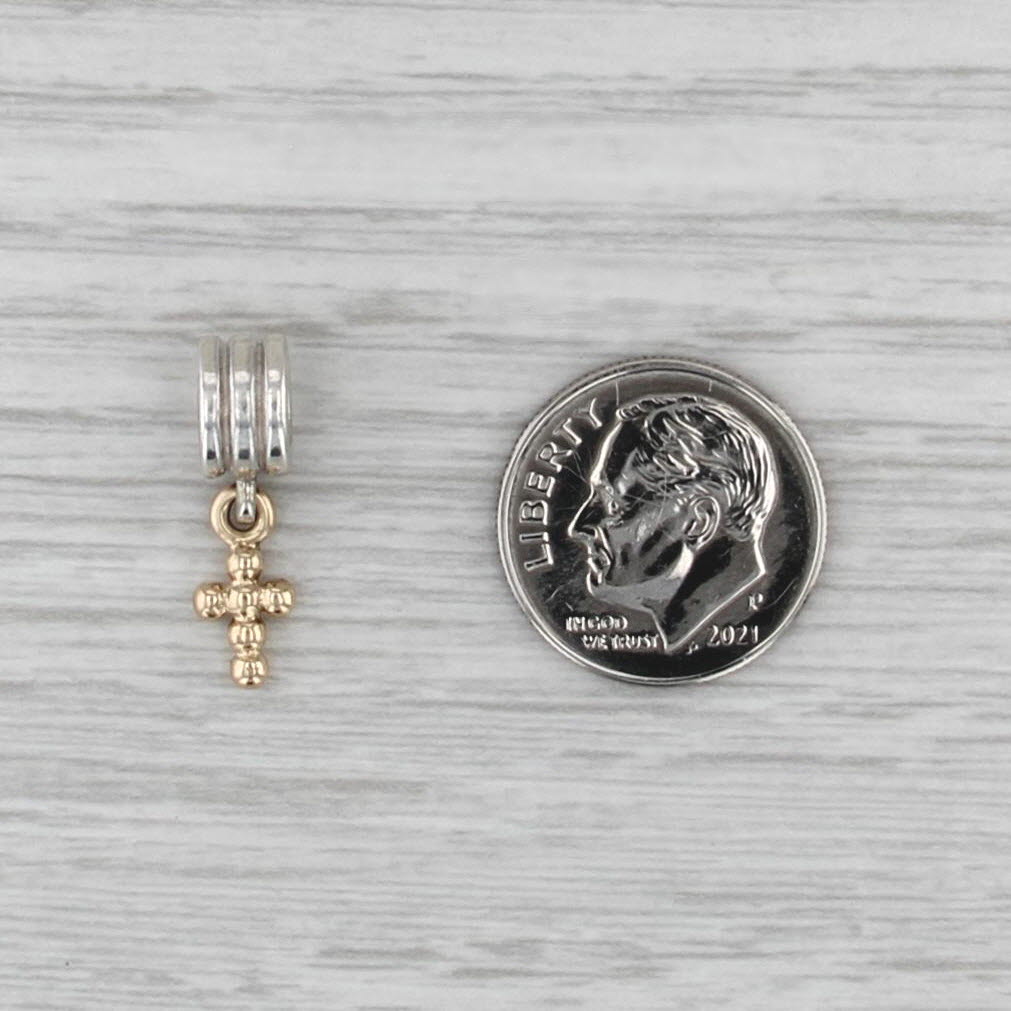 Pandora Silver 14k Gold Cross Bead Charm Sterling Silver 790169 Dangle