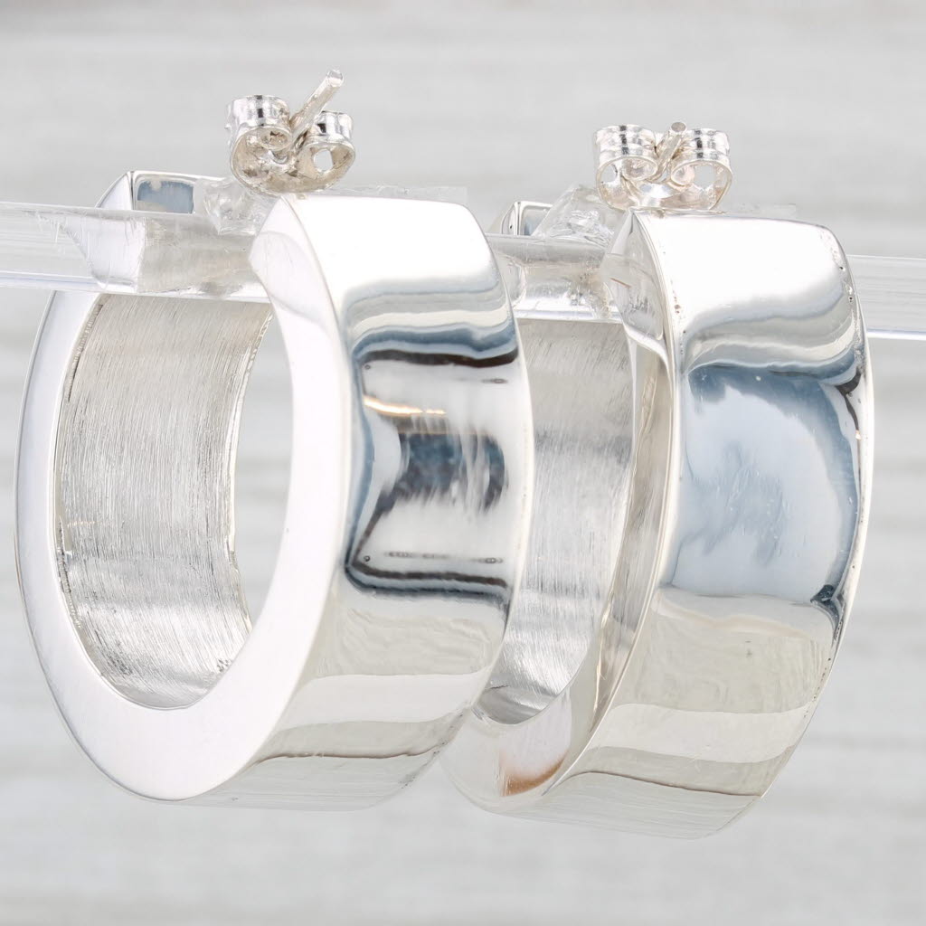 Light Gray Chunky Hoop Earrings Sterling Silver Round Statement Hoops