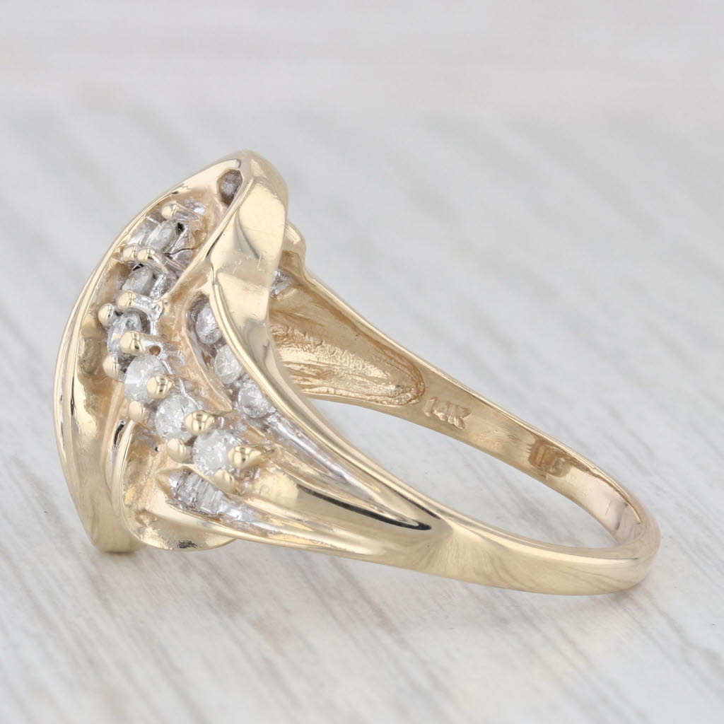 Light Gray 0.85ctw Diamond Bypass Ring 14k Yellow Gold Size 10.75
