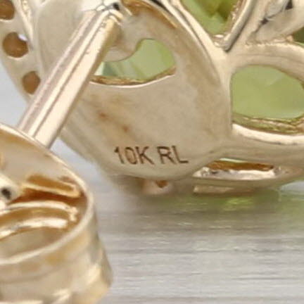 3.58ctw Peridot Diamond Halo Stud Earrings 10k Yellow Gold Studs