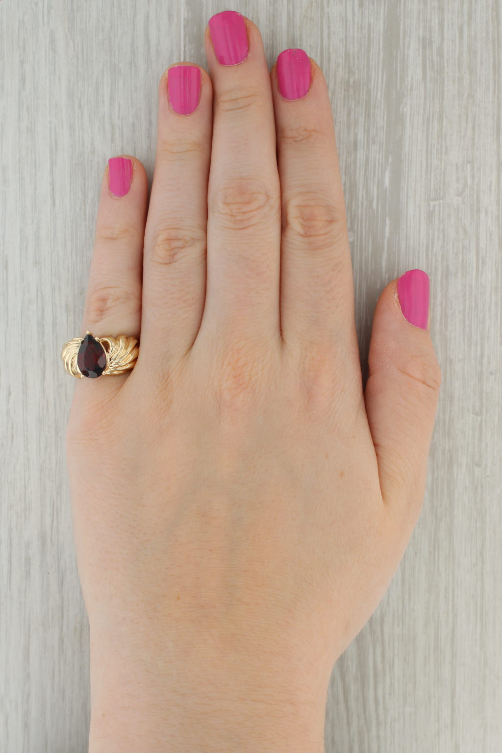 Tan 3.35ct Pear Solitaire Garnet Teardrop Ring 14k Yellow Gold Size 7