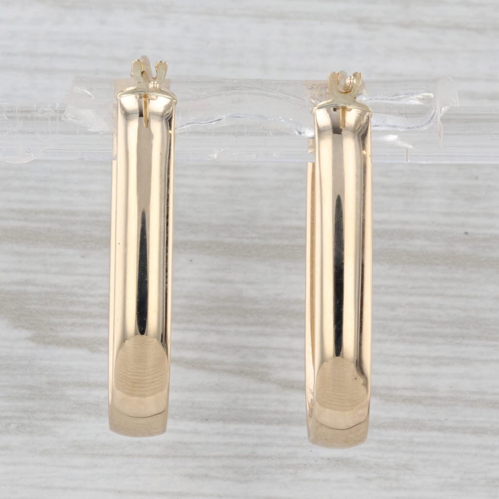 Oval Hoop Earrings 14k Yellow Gold Pierced Snap Top Hoops