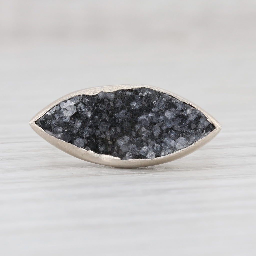 New Nina Nguyen Amethyst Druzy Quartz Sterling Silver Statement Ring Size 6.75